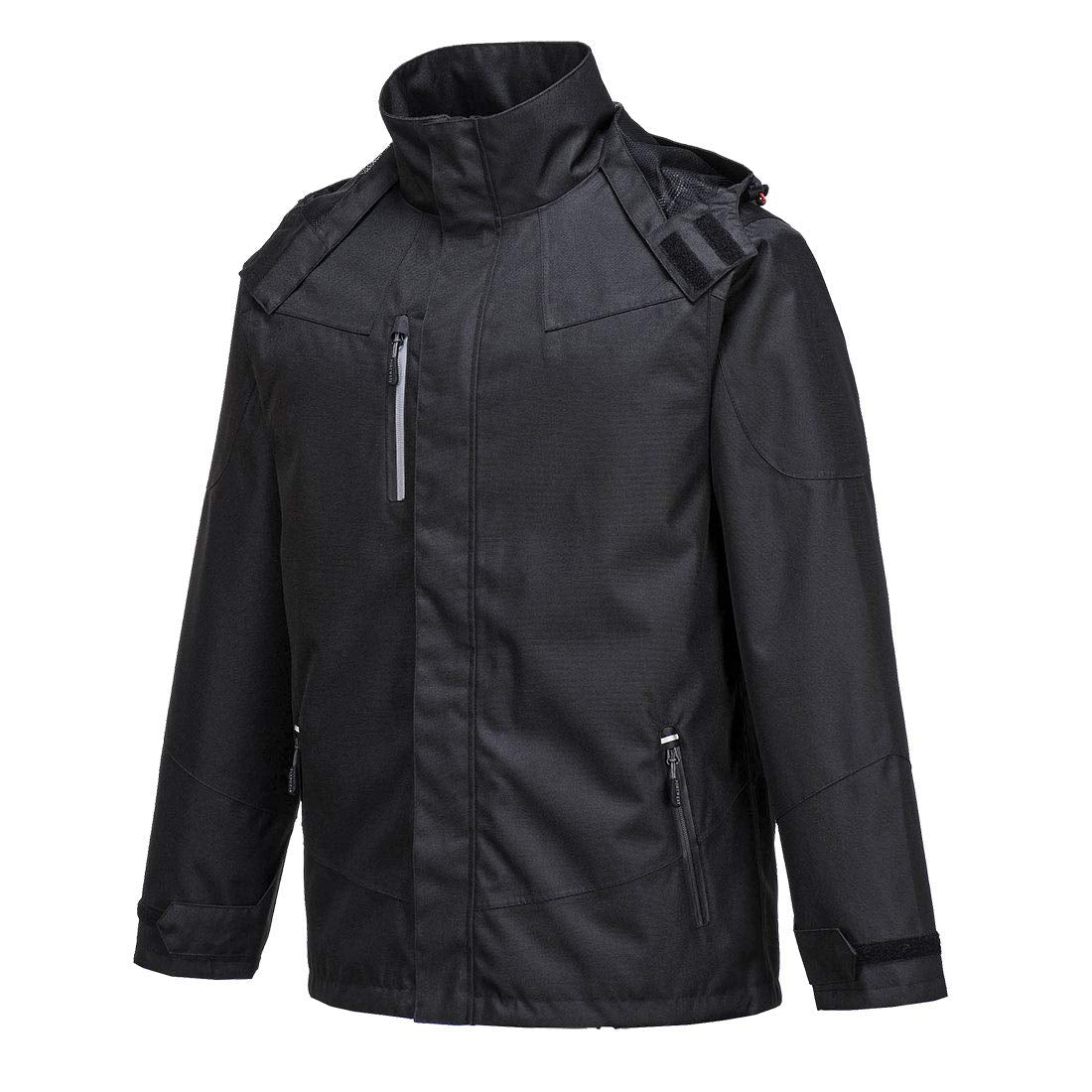 Outcoach Jacket Work Safety Protective Reflective Waterproof Coat, Medium Black