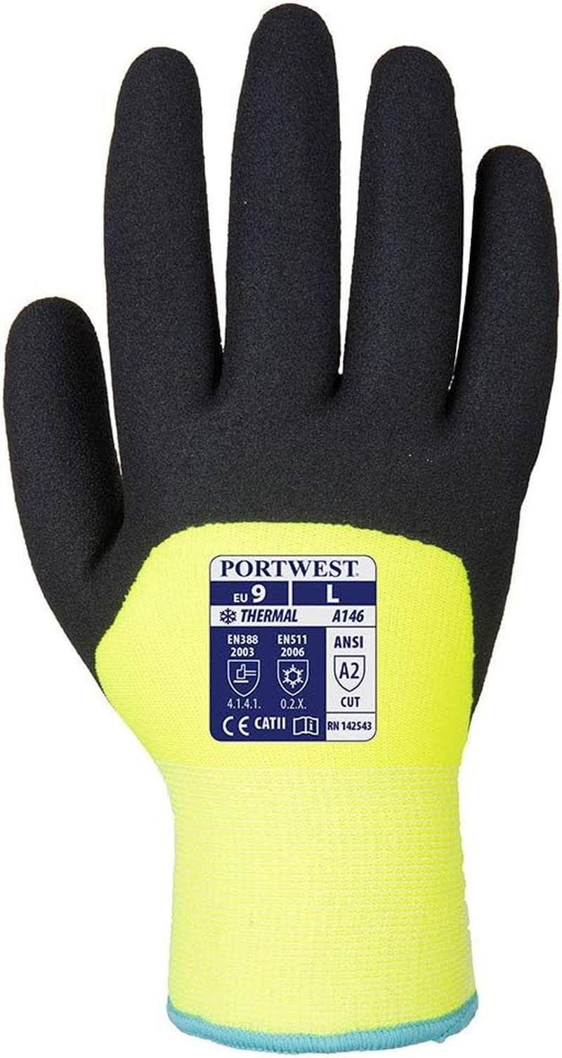 A146 Arctic Winter Glove with Flexible Sandy Nitrile Coating Grip ANSI, Yellow, Large