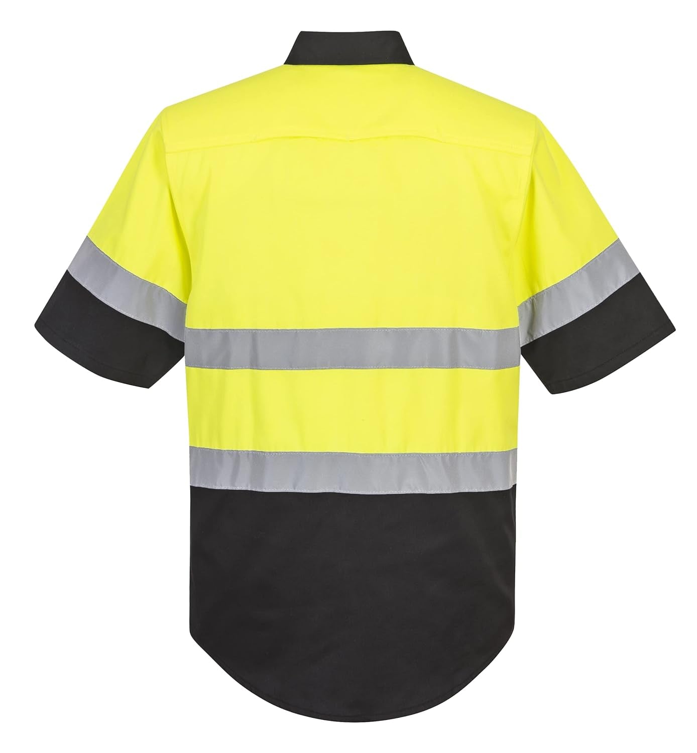 E067 Two Tone Short Sleeve ANSI Work Shirt Yellow/Black, X-Large
