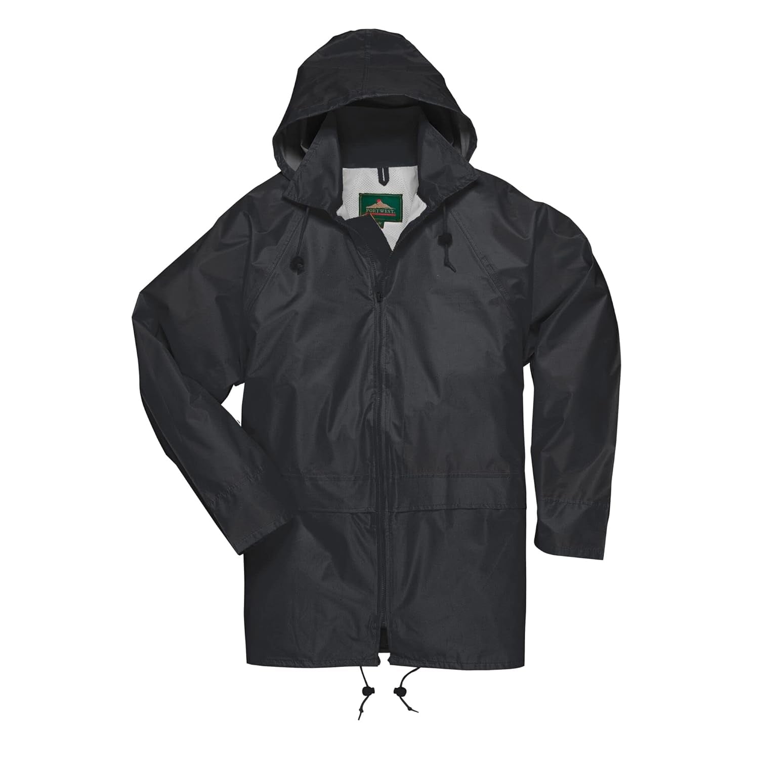 US440 Classic Waterproof Rain Jacket Wth Pack Away Hood & Sealed Seams, Black, Large
