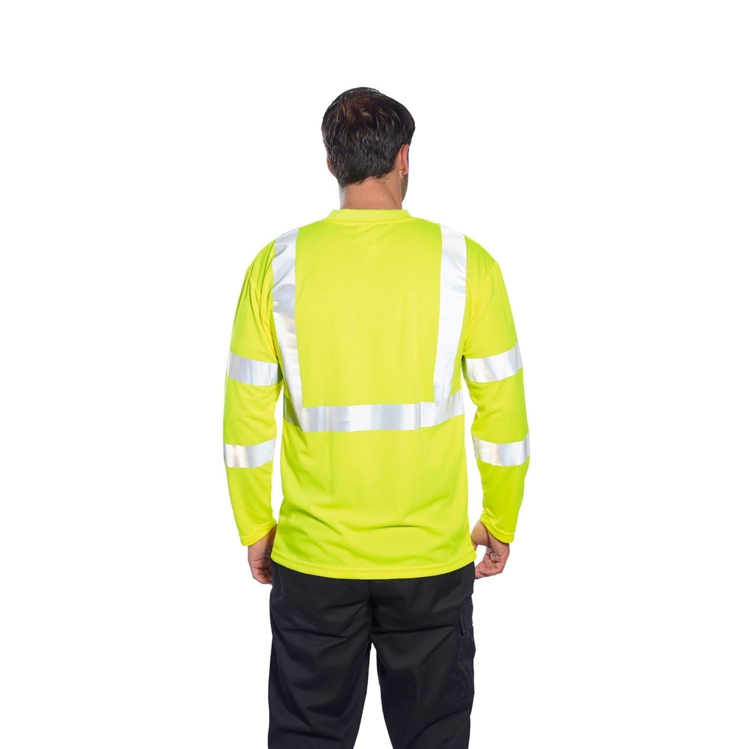 S191 Hi-Vis Long Sleeve Pocket T-Shirt Yellow Tall, 5X-Large