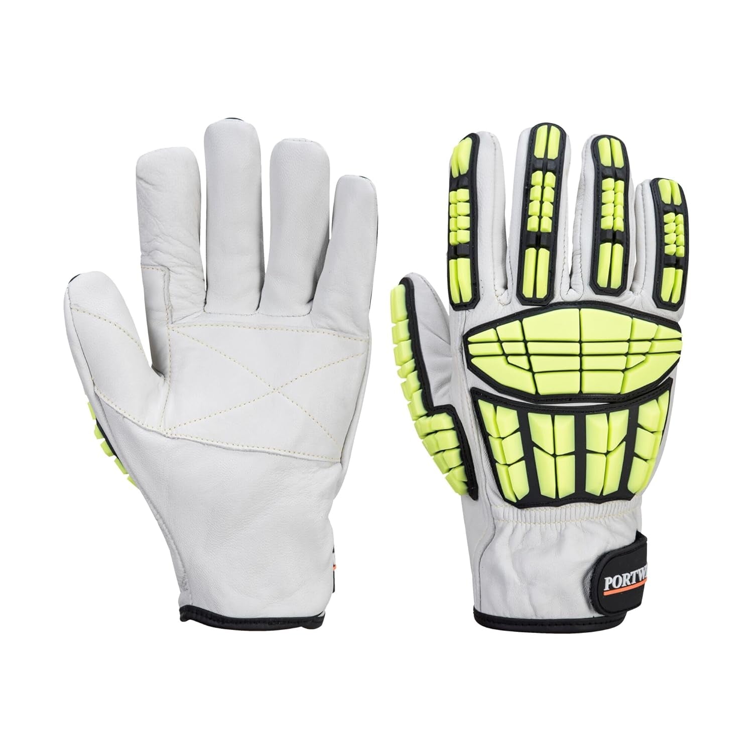 A745 anti Impact Safety Work Gloves - Premium Leather Cut Resistant and Impact Reducing Protective Work Gloves Grey, Medium