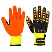 A721 Lightweight anti Impact Nitrile Grip Safety Work Gloves Yellow/Orange, Small-KarWorkwear