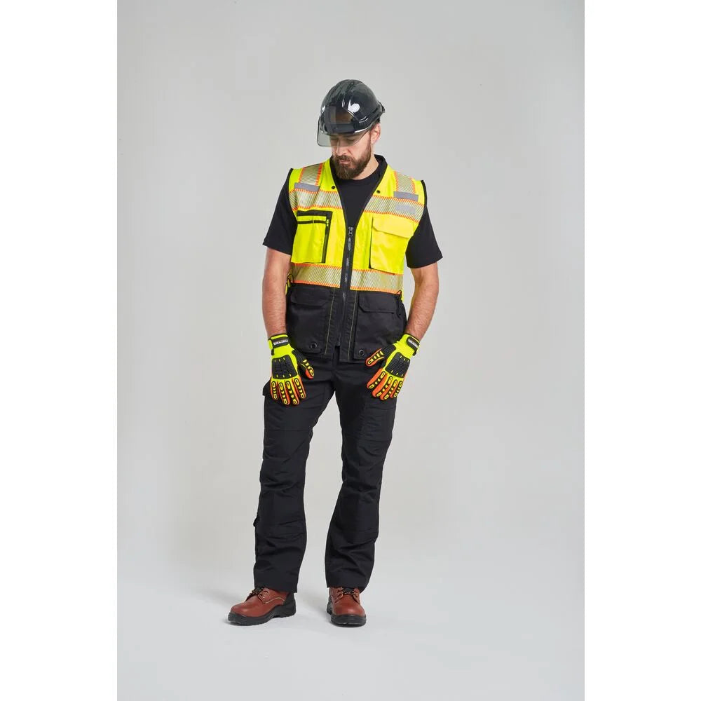 A721 Lightweight anti Impact Nitrile Grip Safety Work Gloves Yellow/Orange, Small-KarWorkwear