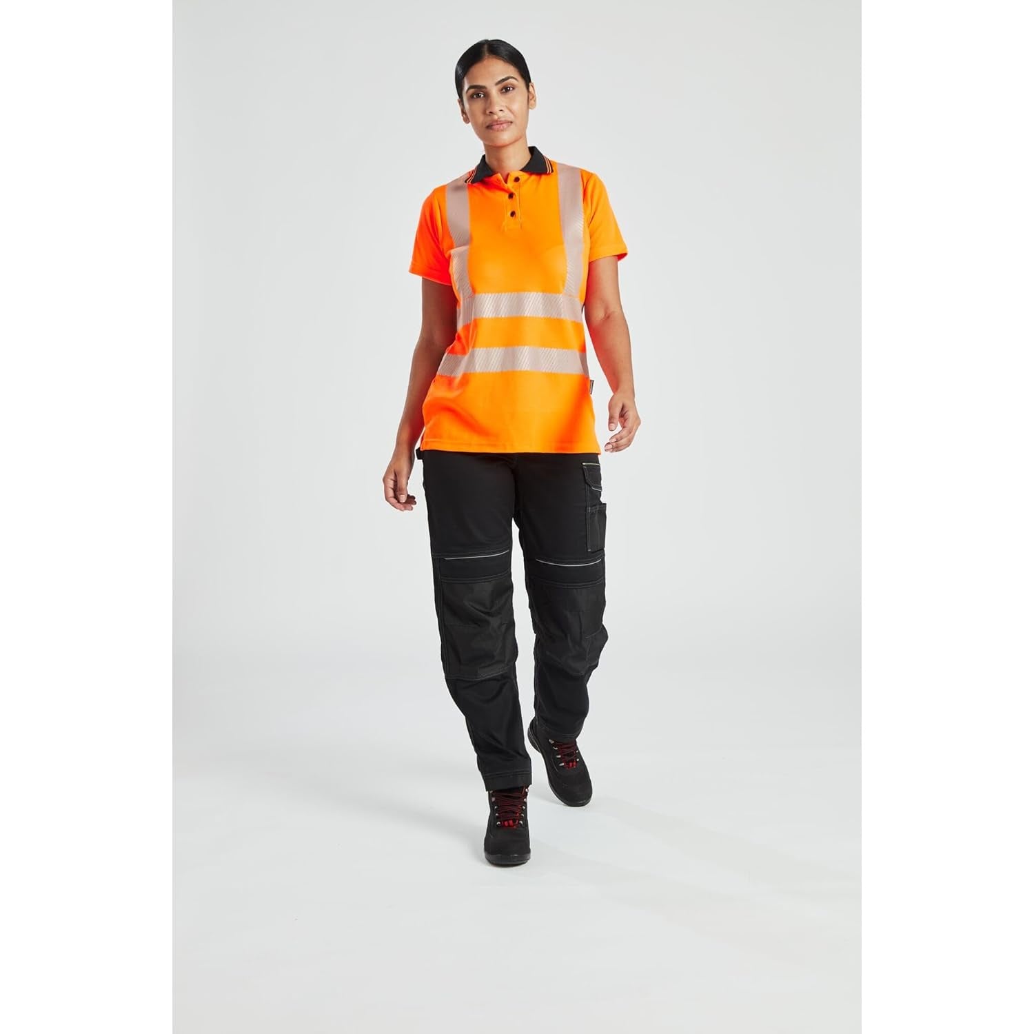 PW380 Women'S Work Pants - Stretch Fabric PW3 Workwear Utility Safety Pants with Knee Pad Pockets, Black 36