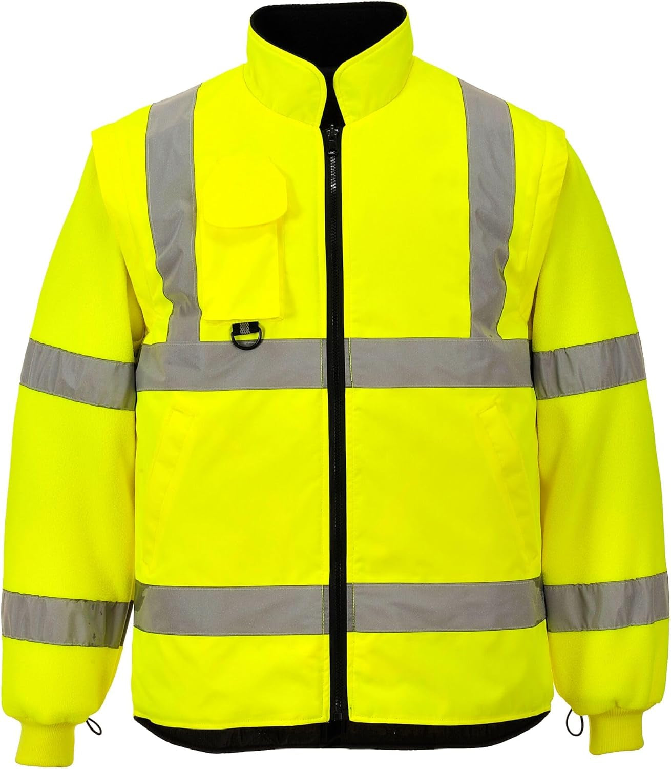 Hi-Vis 7In1 Jacket Viz Insulated Safety Visability Work Bomber Rain ANSI 3, XXL Yellow