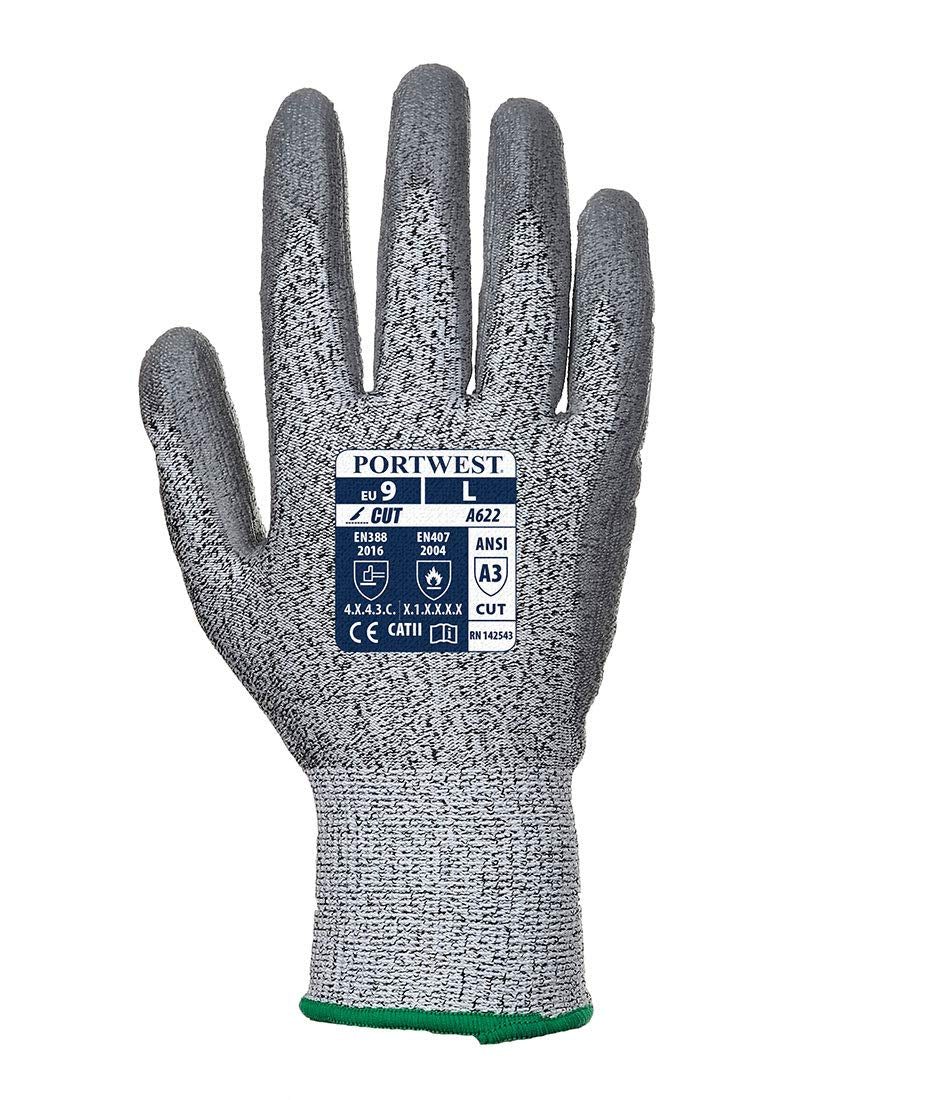 MR Cut PU Palm Glove Safety Work Wear Protective Gloves Resistant Coated ANSI 105, Medium