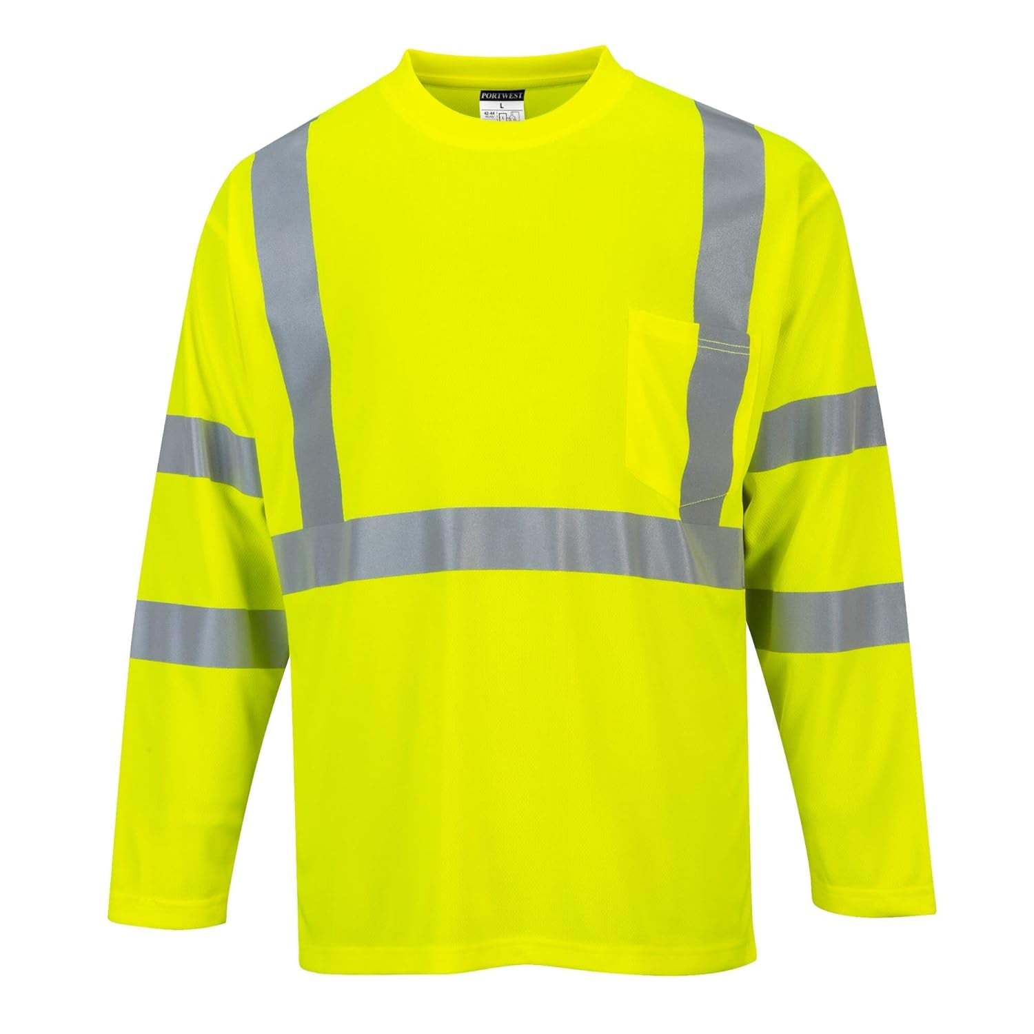 S191 Hi-Vis Long Sleeve Pocket T-Shirt Yellow Tall, X-Large
