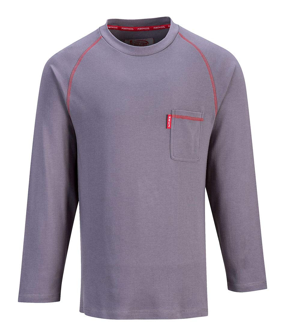 FR01 Mens Flame Resistant Bizflame Long Sleeved Crew Neck T Shirt ASTM, Navy, XXL