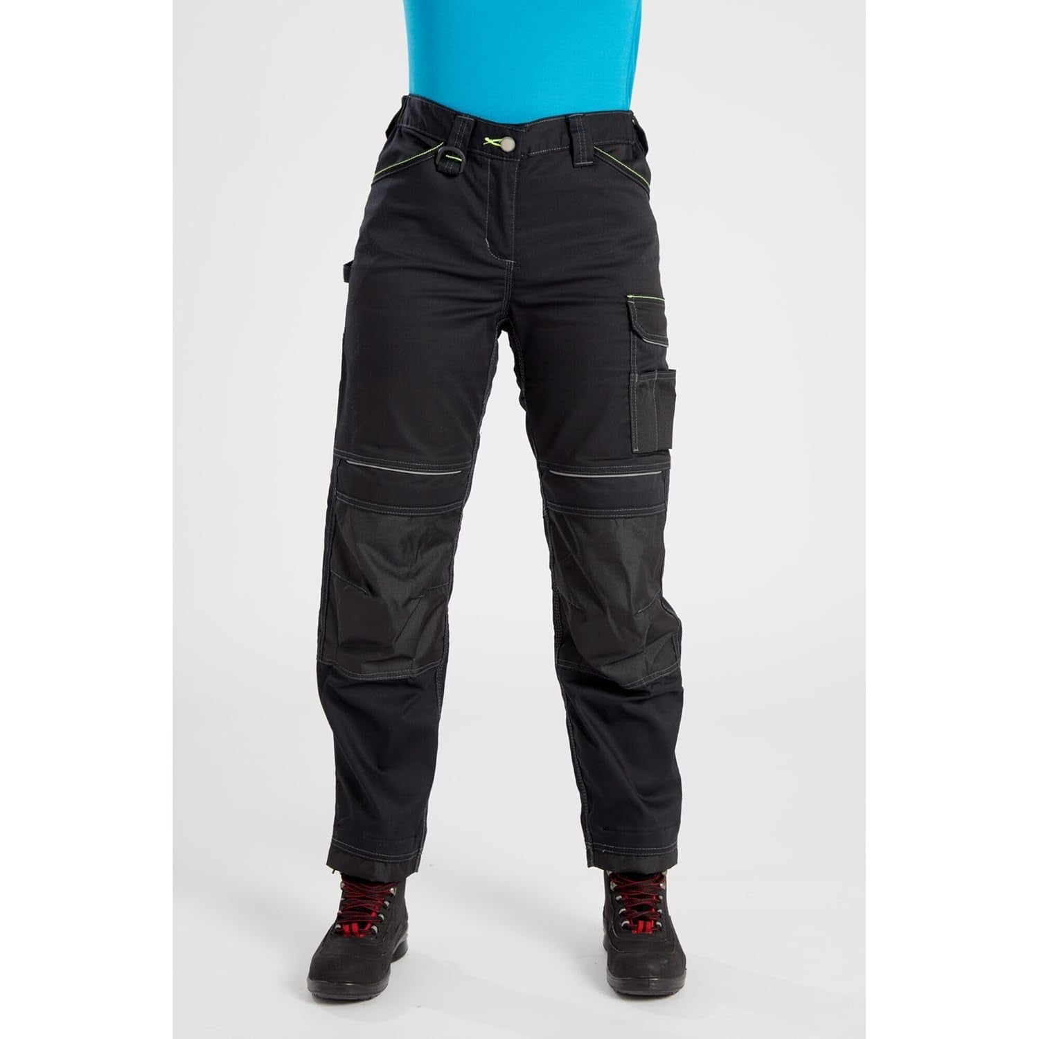 PW380 Women'S Work Pants - Stretch Fabric PW3 Workwear Utility Safety Pants with Knee Pad Pockets, Black 36