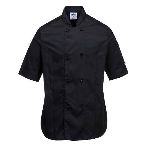 Portwest Rachel Ladies Chefs Jacket S/S Comfortable Mesh Air Sleeve Pocket C737-KarWorkwear