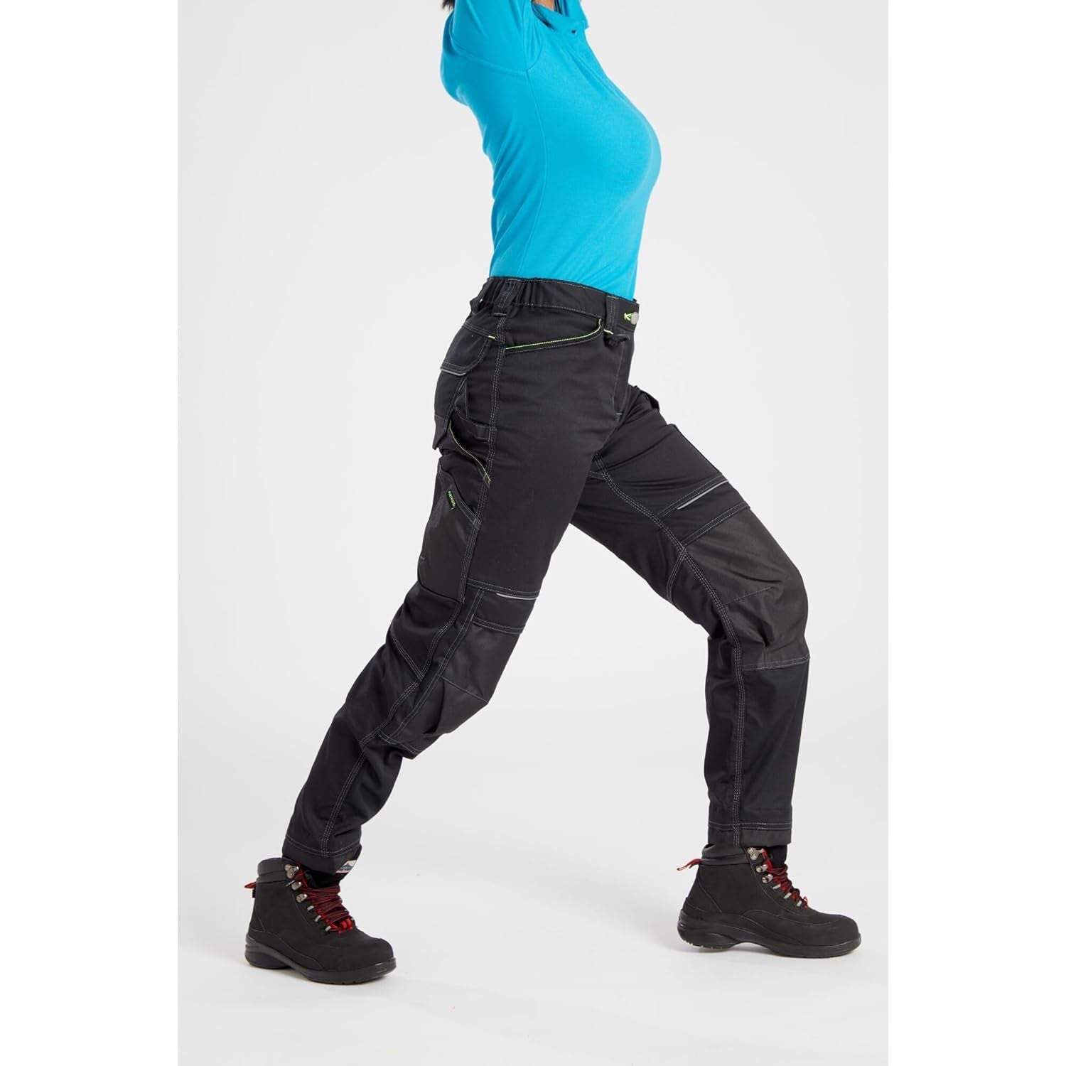PW380 Women'S Work Pants - Stretch Fabric PW3 Workwear Utility Safety Pants with Knee Pad Pockets, Black 36