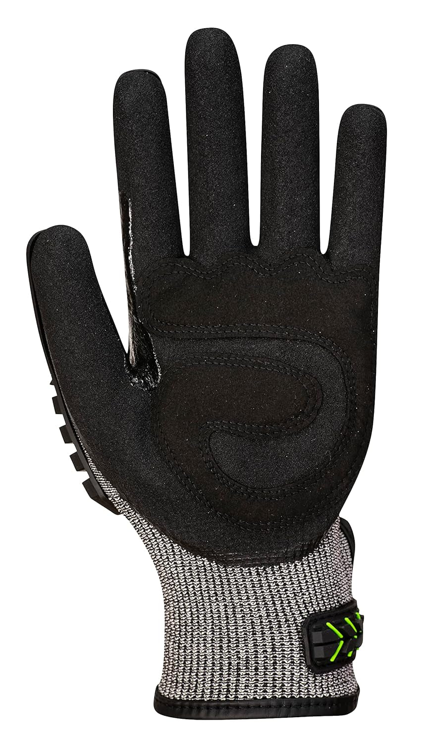 A755 anti Impact Safety Work Gloves - Nitrile Foam Cut Resistant & Impact Reducing Protective Work Gloves Black/Green, Large