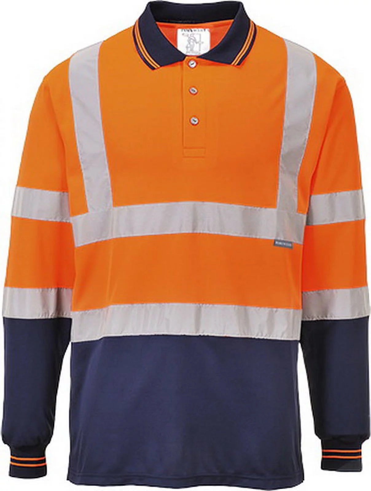 S279 Two-Tone Long Sleeve Polo Shirt Yellow/Navy, Medium-KarWorkwear