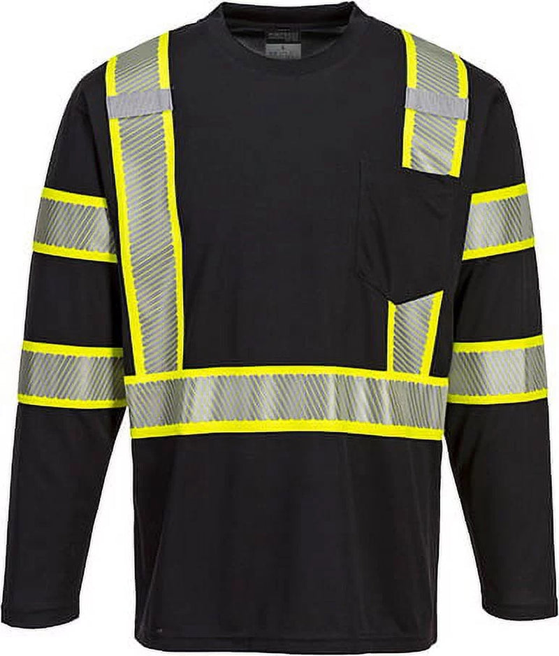 S346 Iona plus Long Sleeve Reflective T-Shirt Black, X-Large