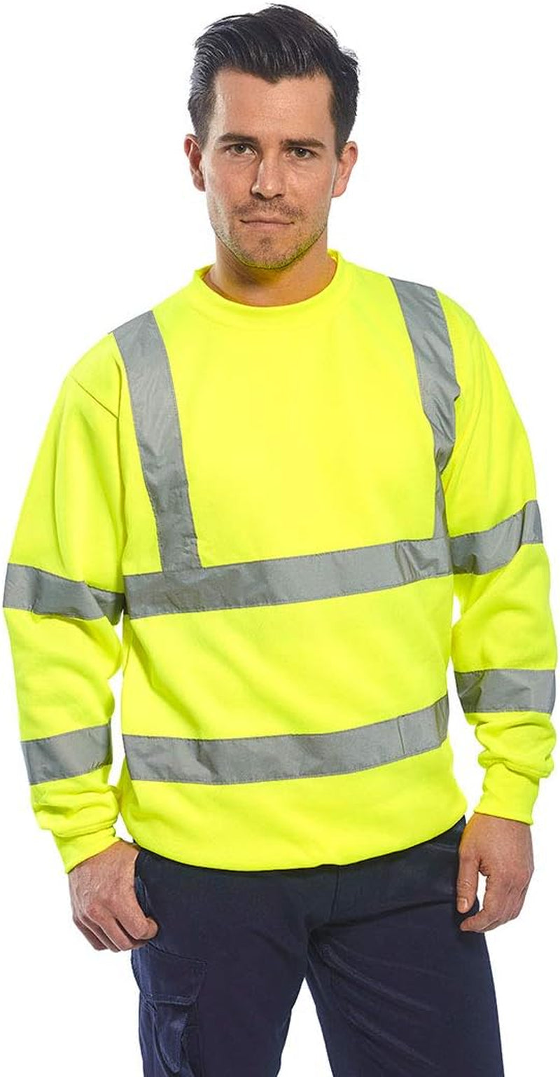 B303 Hi Vis Safety Warm Work Sweatshirt with Reflective Tape ANSI/ISEA, Yellow, XXL
