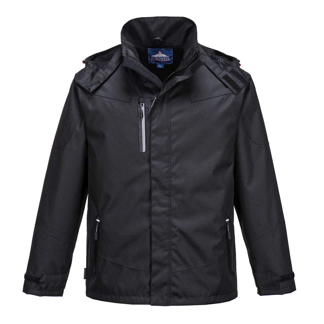 Outcoach Jacket Work Safety Protective Reflective Waterproof Coat, Medium Black