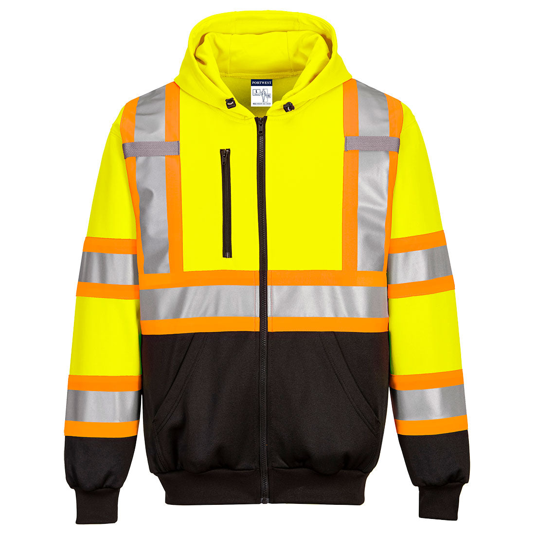 Hi-Vis X Back Contrast Tape Zipped Hoodie