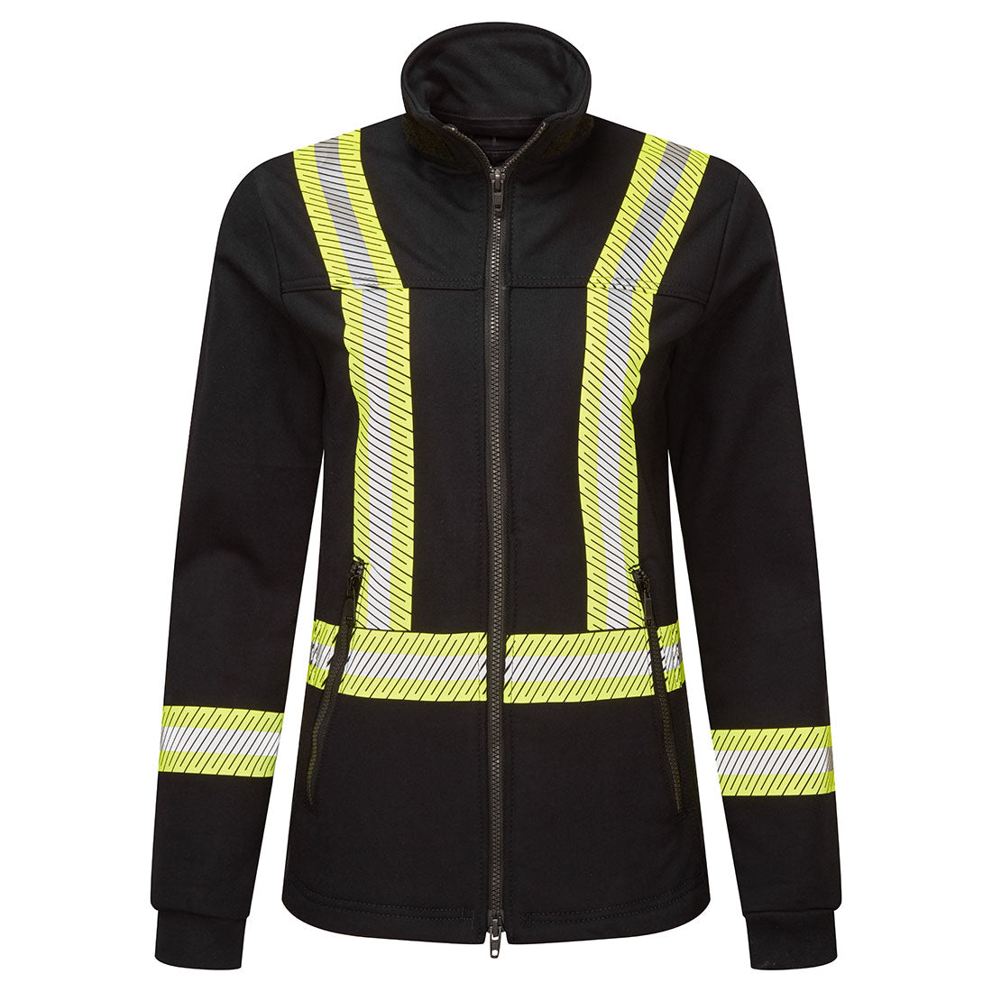 Women's Segmented Striped Navy Fleece Full Zip Jacket