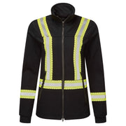 Women's Segmented Striped Navy Fleece Full Zip Jacket