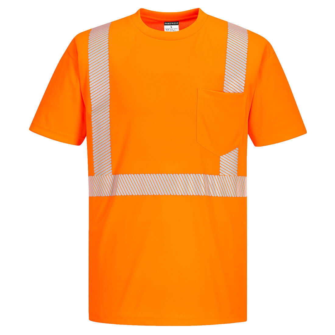 Portwest Men's Hi Vis Refelctive Tape Short Sleeve T-Shirt Orange S194