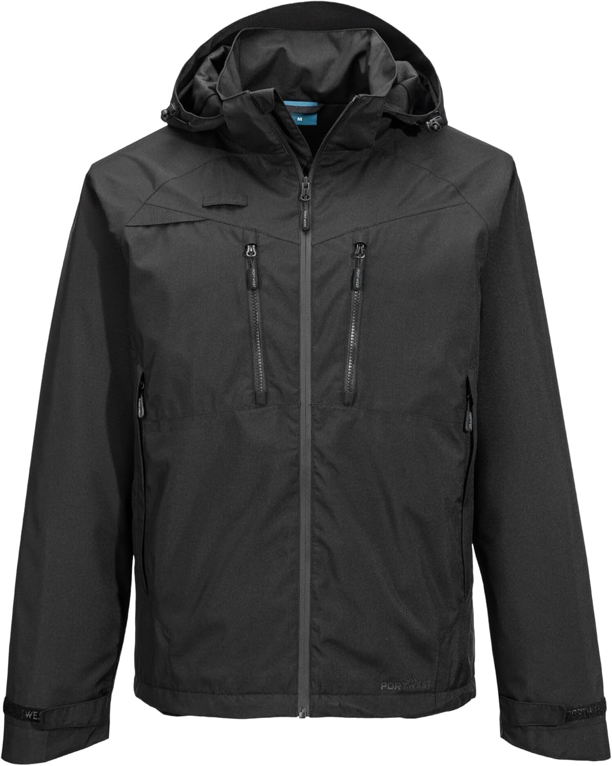 DX463 Men'S DX4 Waterproof Rain Jacket Hooded with Pockets All Black, 3X-Large