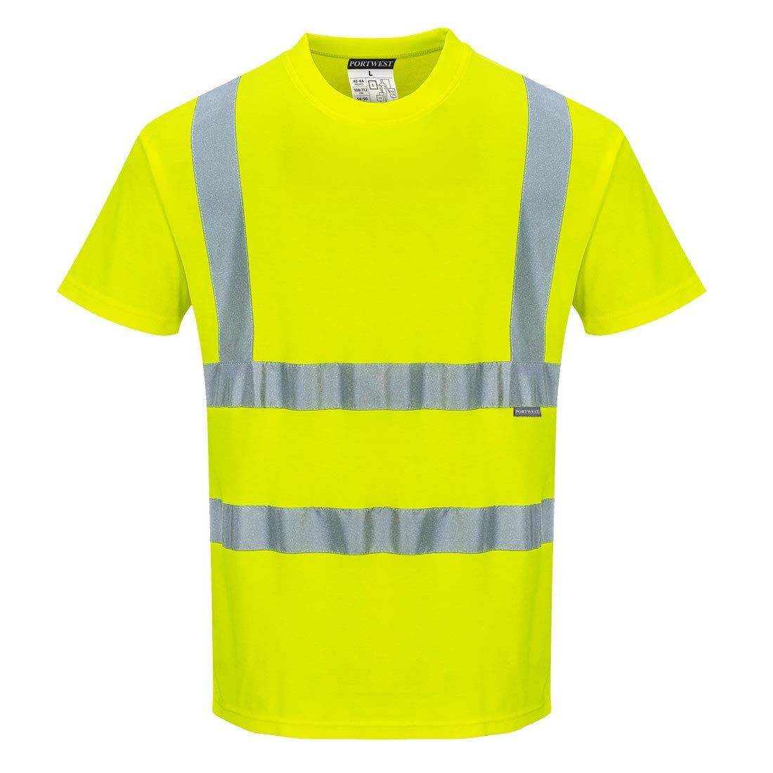 S170 Short Sleeve Cotton Safety Work T Shirt in Reflective Hivis ANSI, Yellow, Medium