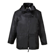US440 Classic Waterproof Rain Jacket Wth Pack Away Hood & Sealed Seams, Black, Large