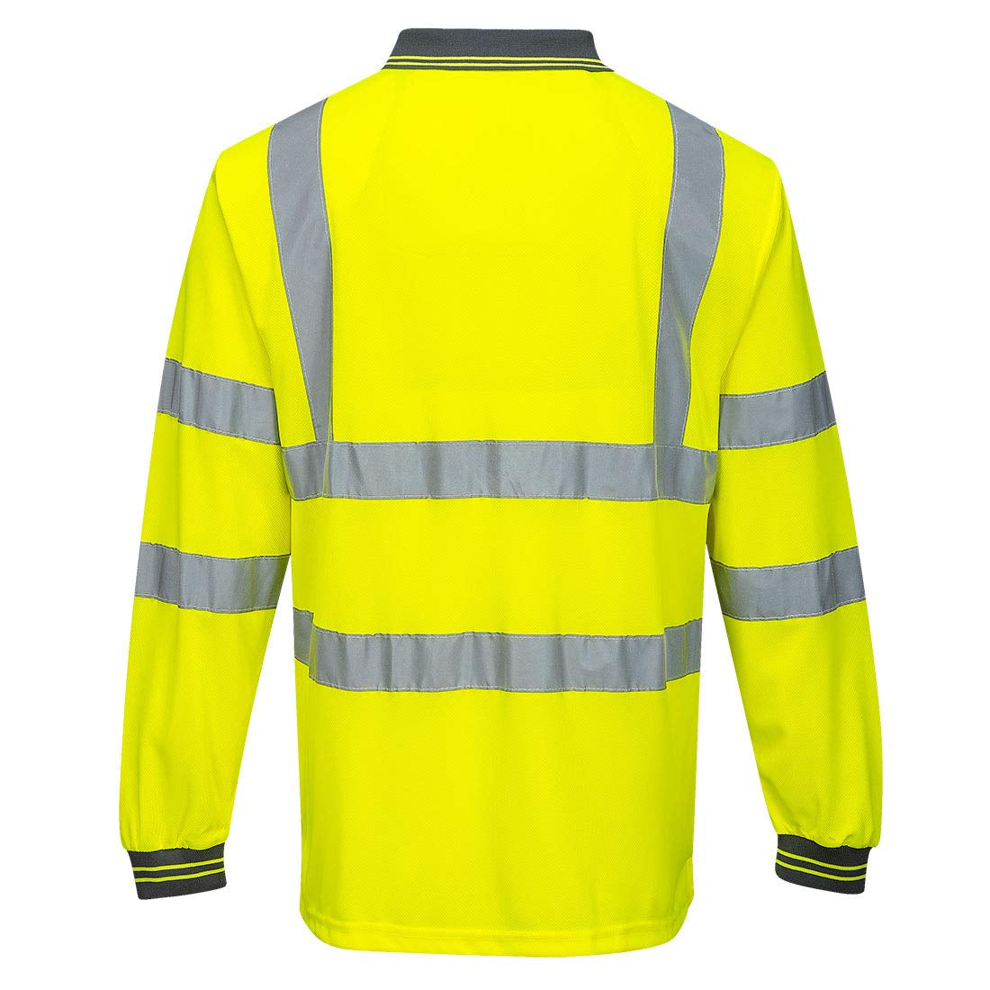 Hi-Vis Polo Shirtl/S Viz Visibility Reflective Safety Work Wear Top ANSI 3, Yellow, Medium