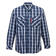 UFR97 Bizflame 88/12 FR Plaid Protective Safety Shirt Navy, Medium-KarWorkwear