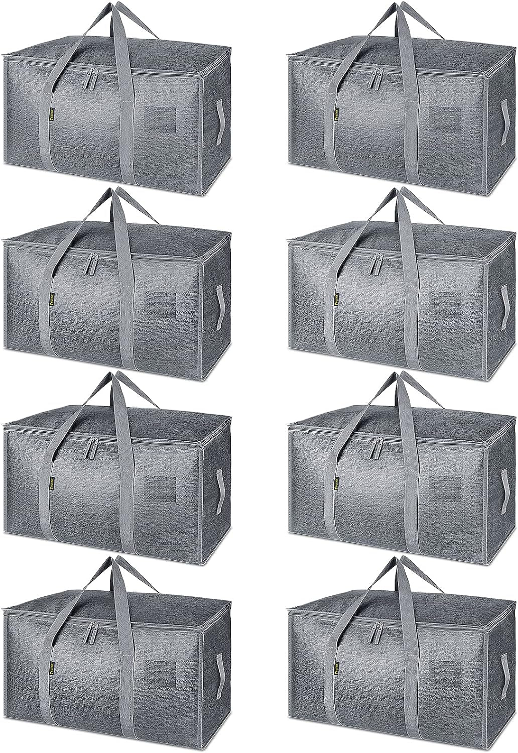 8-Pack Oversized Moving Bags with Reinforced Handles, Heavy-Duty Storage Tote for Clothes, Moving Supplies (Black, 8-Pack)