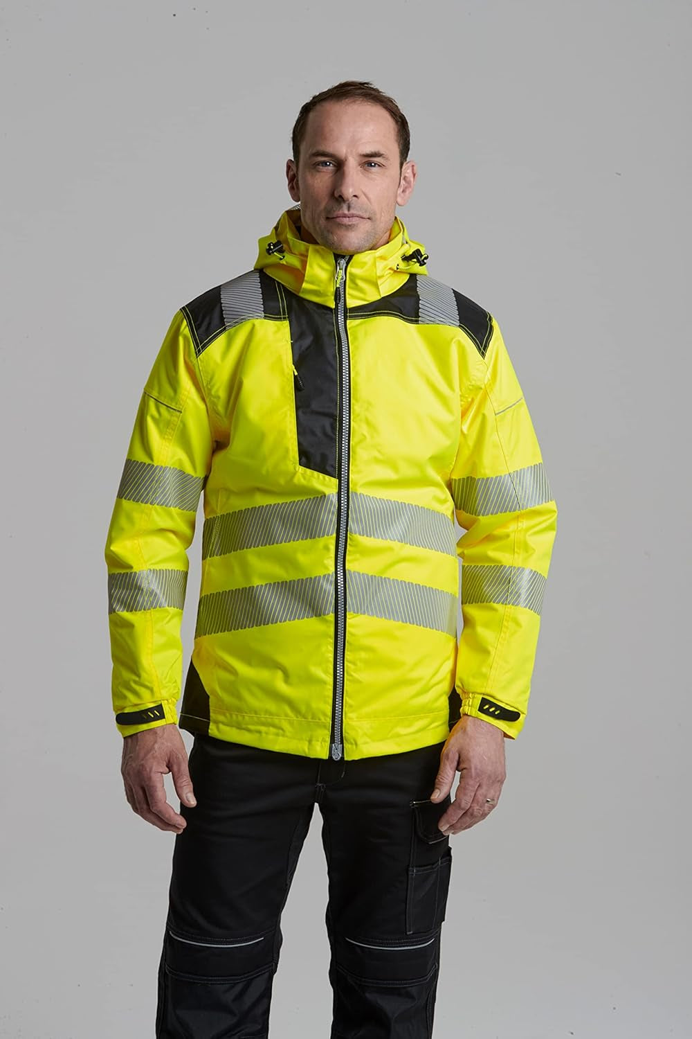 PW3 Hi-Vis Winter Jacket Work Safety Protective Reflective Waterproof Coat ANSI 3, Medium