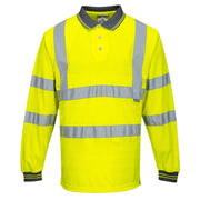 Hi-Vis Polo Shirtl/S Viz Visibility Reflective Safety Work Wear Top ANSI 3, Yellow, 5XL