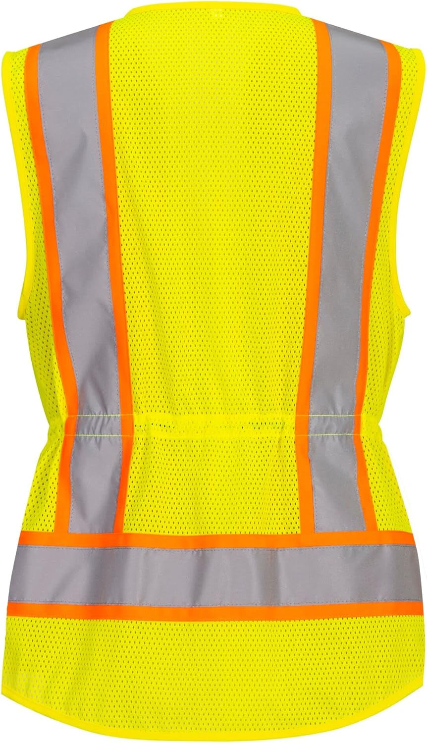US392 Women'S Hi Vis Safety Work Vest with Reflective Tape Yellow, X-Large